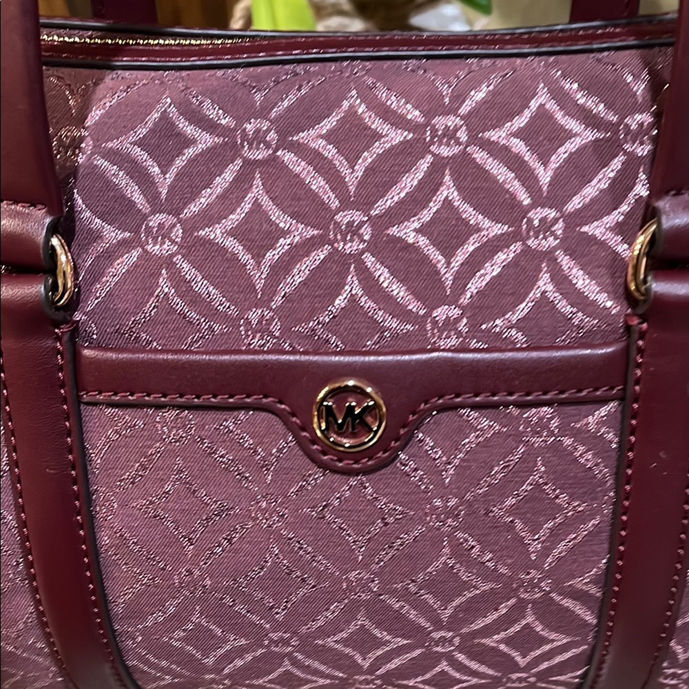 MICHAEL KORS NWT JST TRAVEL MEDIUM SATCHEL SHOULDER CROSSBODY BAG MK OXBLOOD - Picture 3 of 8